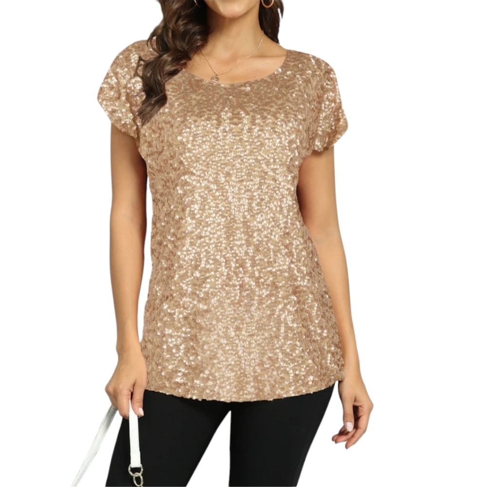Pretty Guide champagne sequins top. NWT XXL